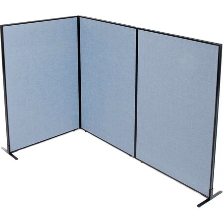 Interion By Global Industrial Interion Freestanding 3-Panel Corner Room Divider, 48-1/4inW x 72inH Panels, Blue 695054BL